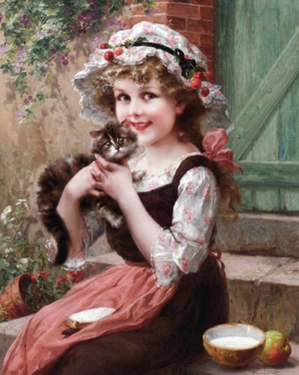 Peinture par numéros chat et fille pour décorer votre salon