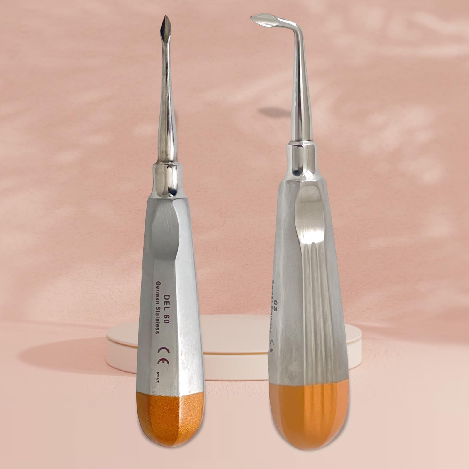 Set of 2 - Concave Bernard Spade Root Tip Pick Elevator Dental Tooth Extraction Pick Luxating - Premium German Stainless CE (60 - Straight + 63 - Right Angle)