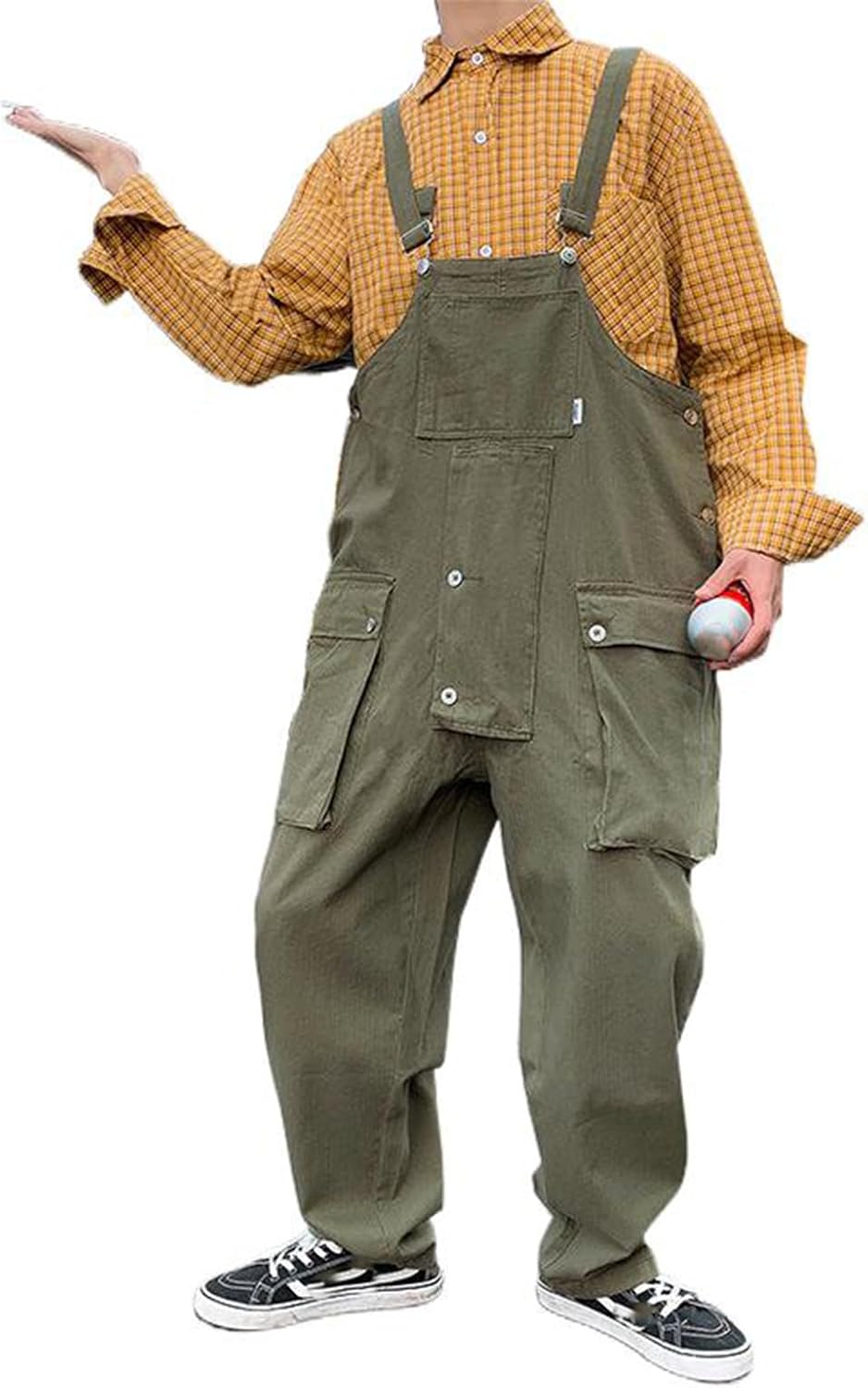 Japanese-Style Loose Workwear Overalls - Men's Wide-Leg Pants