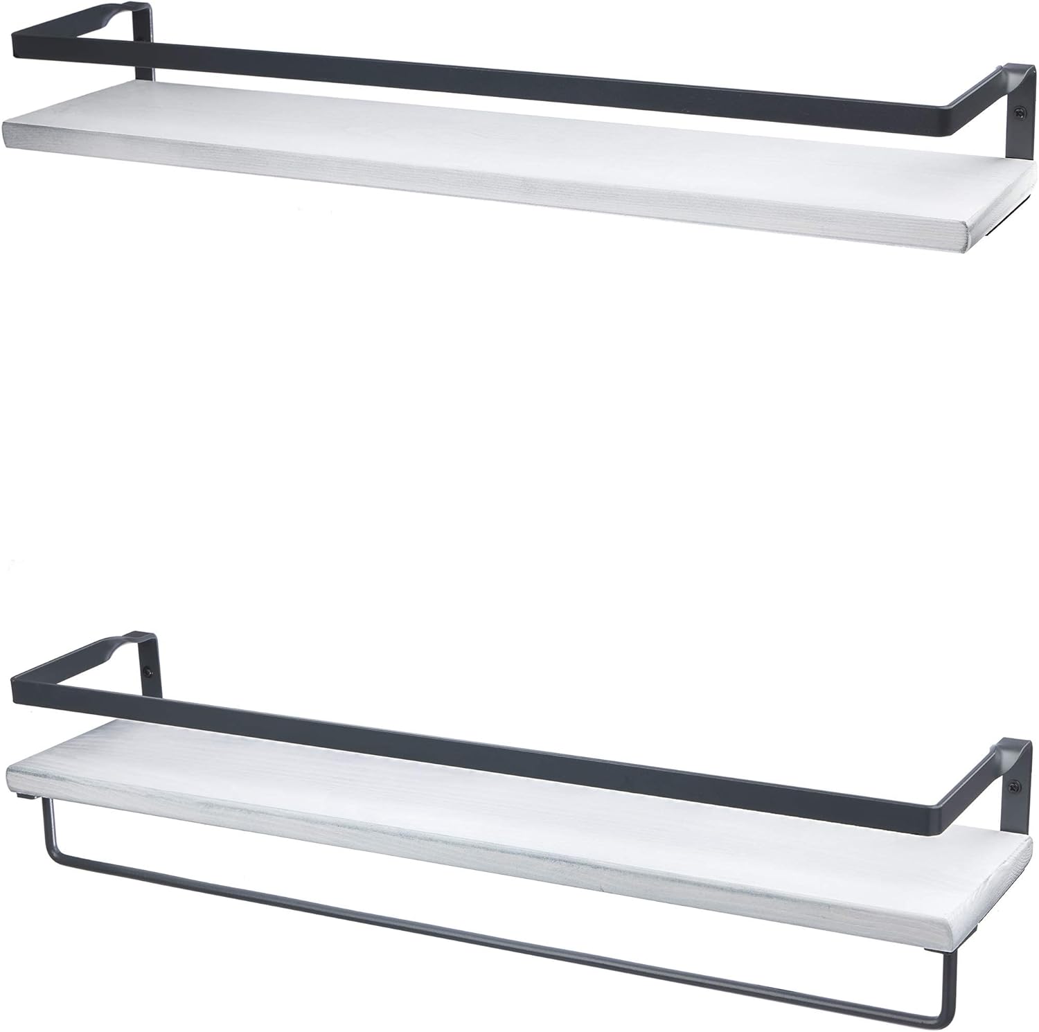 Peter's Goods Floating Shelves with Rail, Large, Rustic