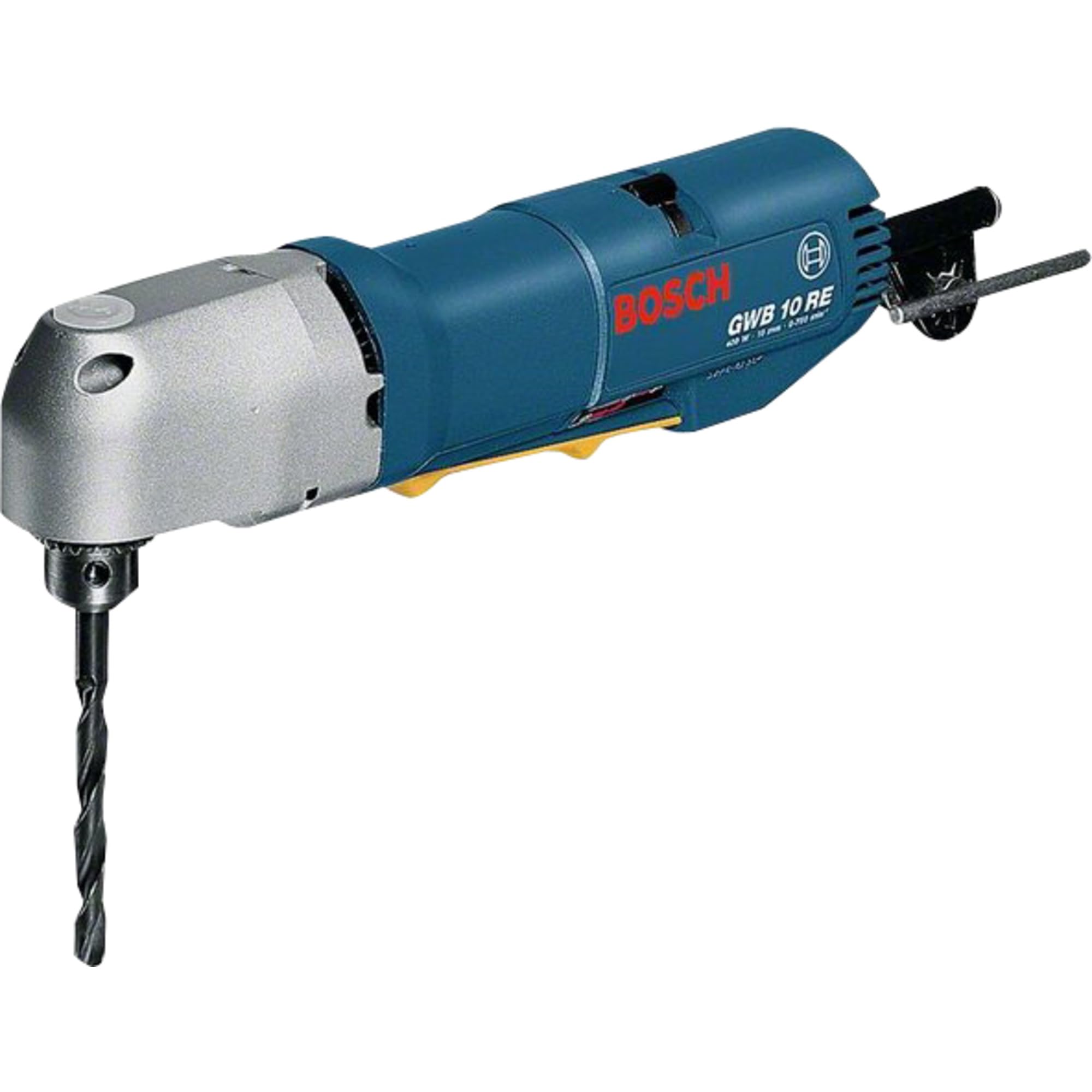 Bosch Professional Winkelbohrmaschine GWB 10 RE (400 W Nennaufnahmeleistung, 22 mm Bohr-Ø Holz, 10 mm Bohr-Ø Stahl, inkl. Zahnkranzbohrfutter eingebaut 10 mm)