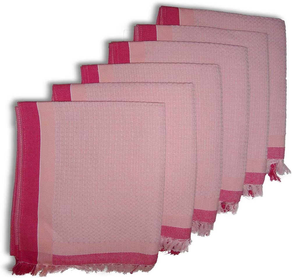 Athom TrendzLiving Light Weight Cotton Premium Waffle Border Bath Towel 75x150 cm Pack of 6