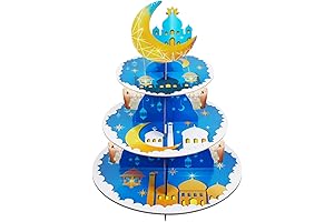 WaaHome Ramadan Party Cupcake Stand Decorations with Moon Castle
