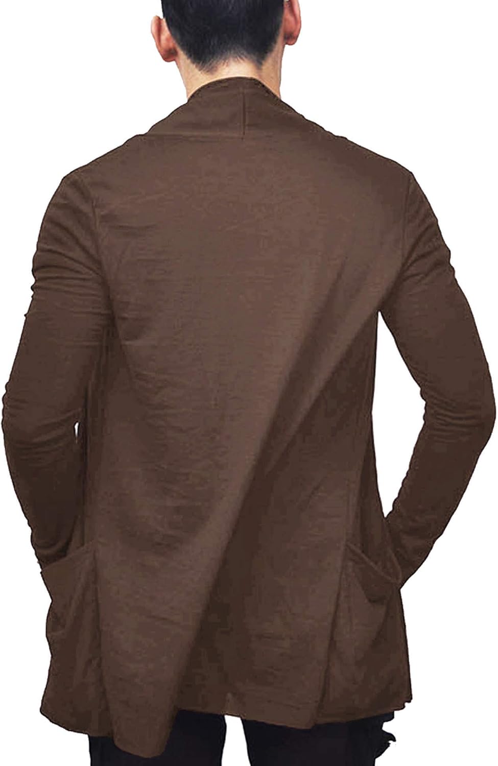 COOFANDY Men's Ruffle Shawl Collar Cardigan Open Front Lightweight Long Length Drape Cape Overcoat with Pockets - Image 4