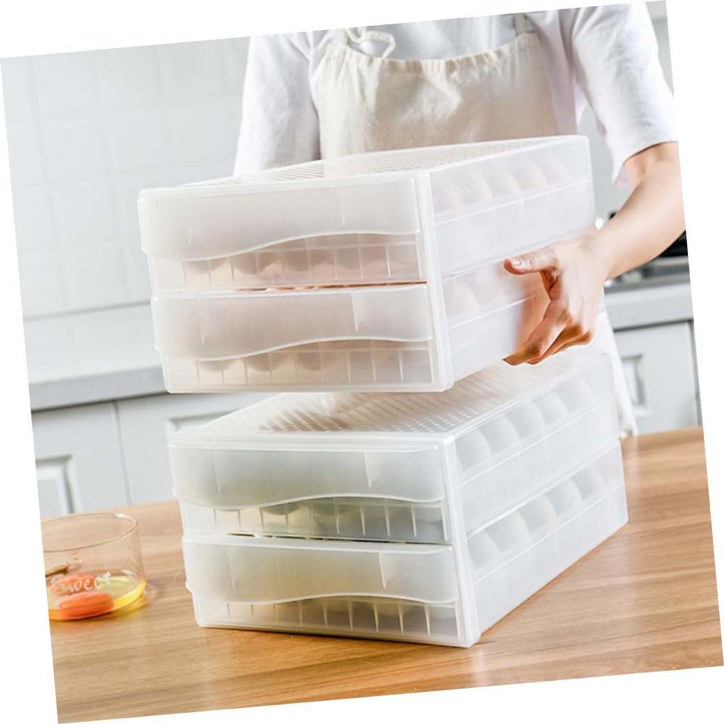 HOMSFOU Doppelschichtige Eieraufbewahrungsbox 60 Fächer Kunststoff Transparent Stapelbar Für Kühlschrank Küche Und Haushalt