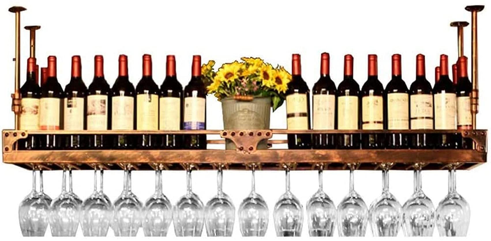 Support de verre à vin suspendu en fer métallique au design architectural