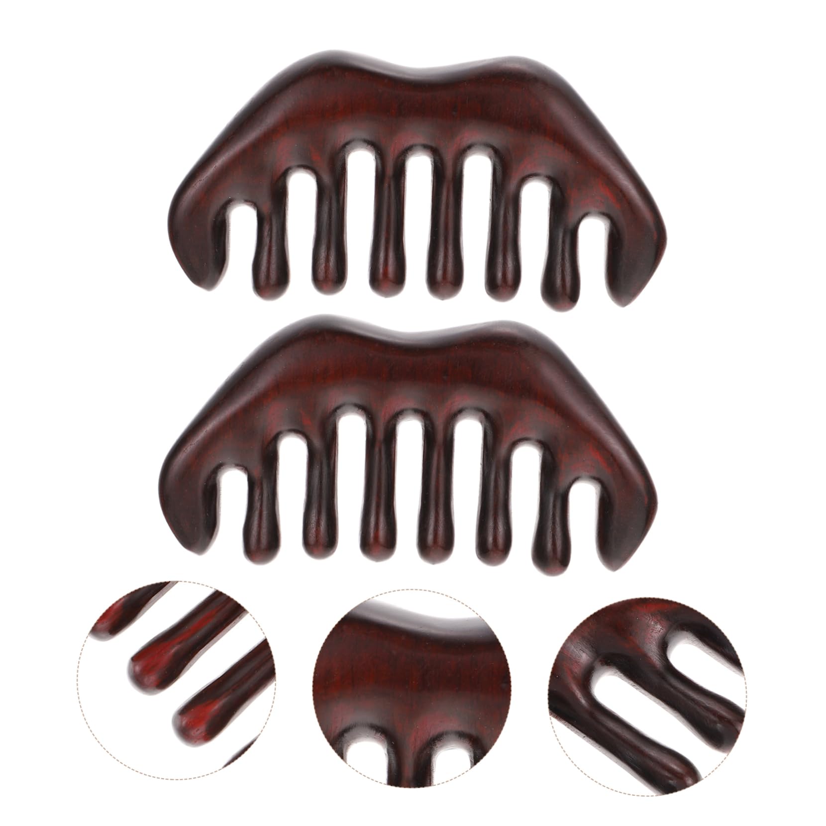 WOONEKY 2 Peines de Madera de Dientes Anchos para Cabello, Masajean el Cuero Cabelludo, Desenredan en Seco o Mojado, para Mujeres y Hombres