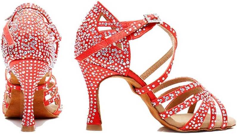 Women's Peep Toe Cross Strap Rhinestones Social Tango Ballroom Latin Modern Dance Shoes Wedding Party Sandals