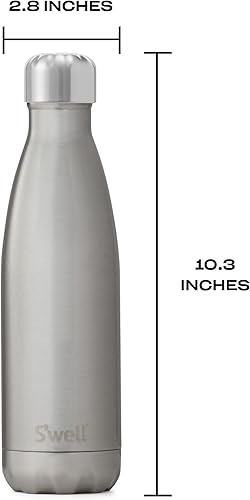 Miniatura 4 de S'well - Botella de agua de acero inoxidable, 17 onzas líquidas, suave al tacto, color negro, triple capa aislada al vacío, mantiene las bebidas