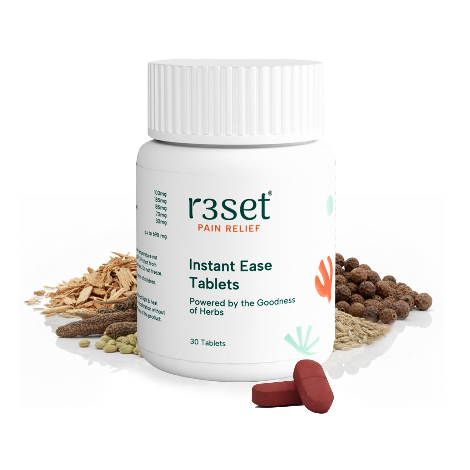 Sponsored Ad - R3SET Natural Pain Relief Tablets | 100% Natural Ingredients for Muscle, Back, Knee, Neck, Joint & Nerve Pain | No Side Effects, Herbal Supplement - 30 Tablets