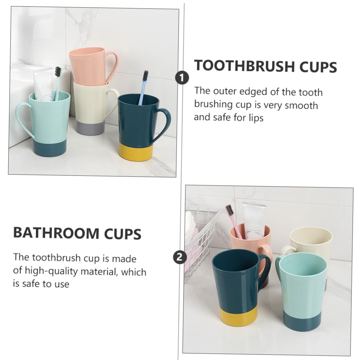 TINEASUR Toothbrush Rinsing Cup Holder 4pcs Bathroom Tumbler Cups Brushing Organizers