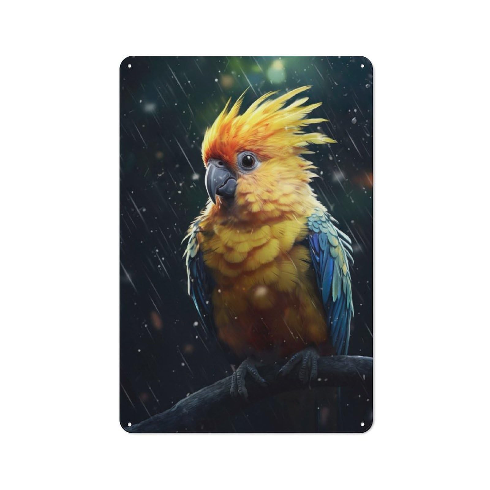 Garden Style Epic Rainy Cockatiel Tin Sign 30x20cm, Porch Wall Decor for Patio Bar, Workshop, Shed Or Kitchen