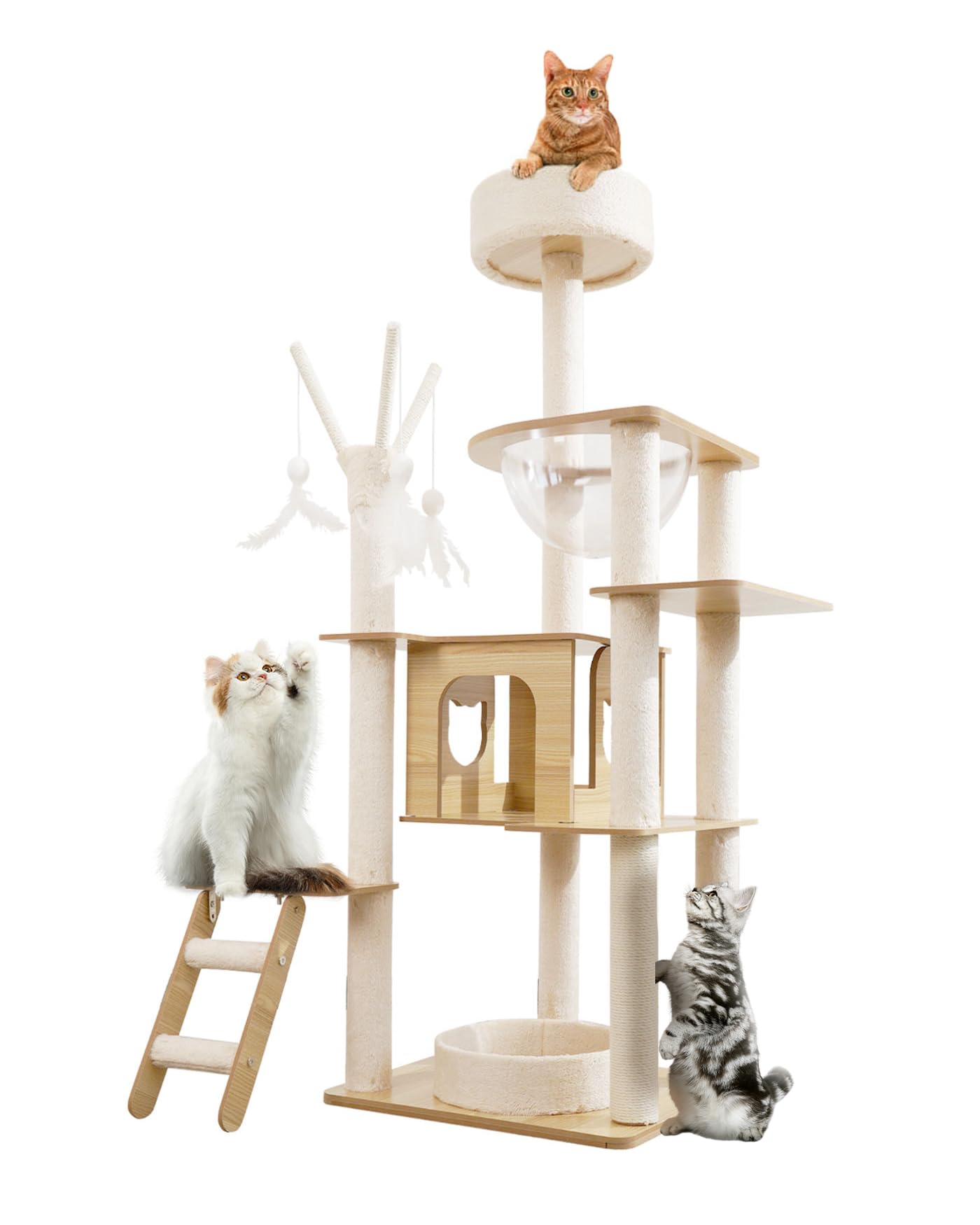 Amazon | YUCHONG キャットタワー 多頭飼い 大型猫用 透明ボウル 宇宙  