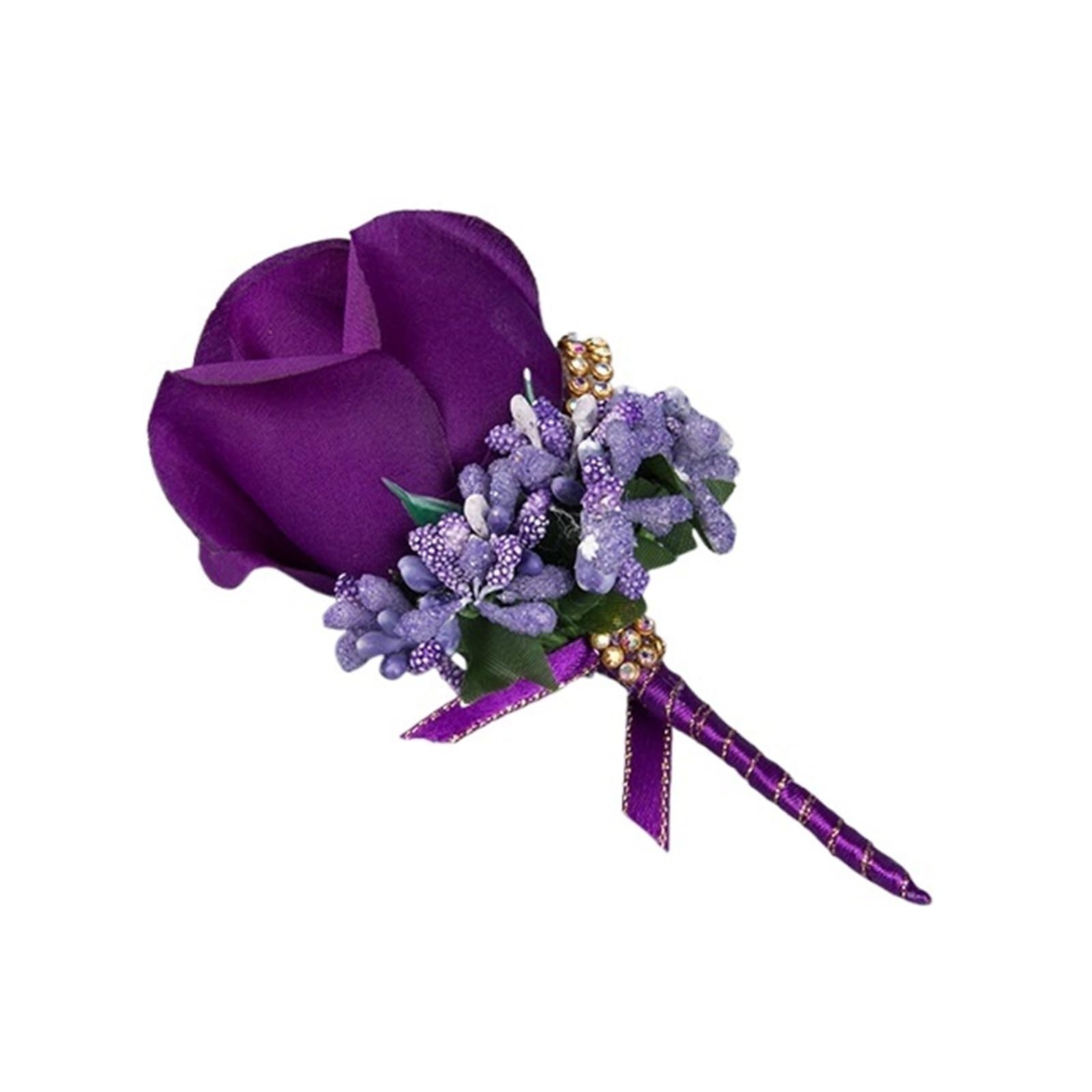 MQFBNNP Wedding boutonniere Bride Groom Corsage Artificial Silk Rose Boutonniere(Color 8)