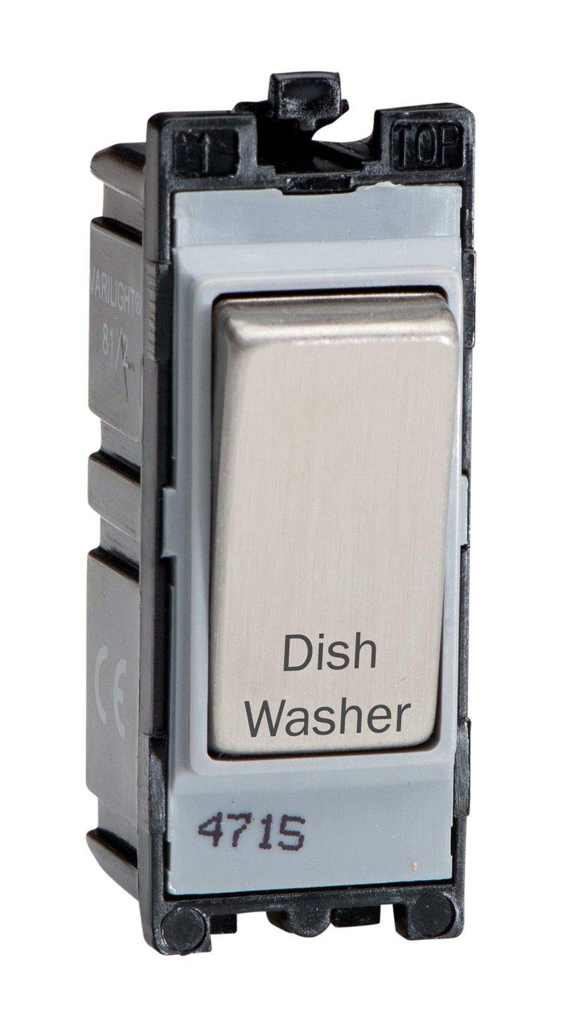 Varilight Engraved 20A 1-Way Double Pole Switch 'Dishwasher' PowerGrid Steel - G201DS.DW