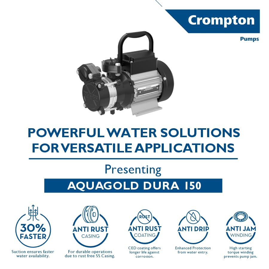 Image of Crompton Mini Pump Aquagold Series | Domestic |Self Priming | 0.5 HP | 24 Months Warranty | Faster Suction | Anti Rust Coating | Anti Jam Winding