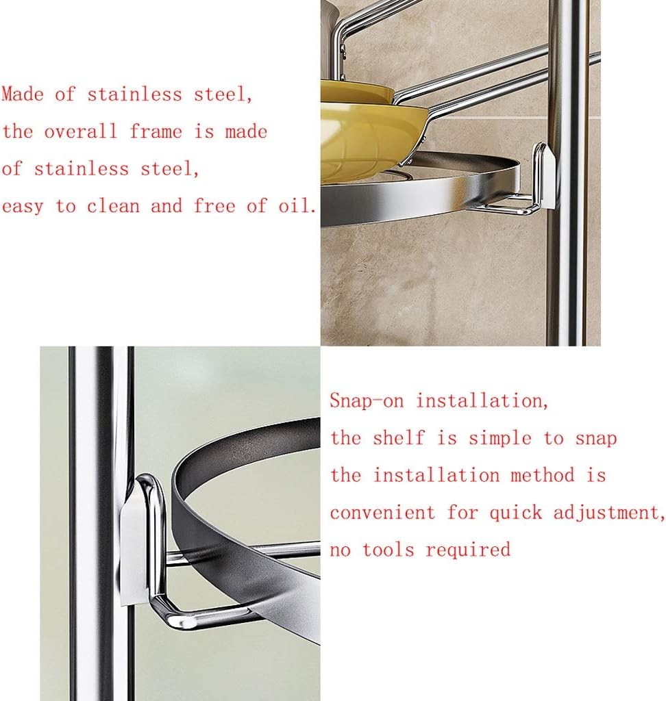 Kitchen Storage Rack Pan Pot Rack Cookware Holder Storage Rack, Metal Multi-Layer Pan Rack Kitchen Pantry Cabinet Counter Shelf Organizer Rack Storage Shelves (Size : Medium) ()