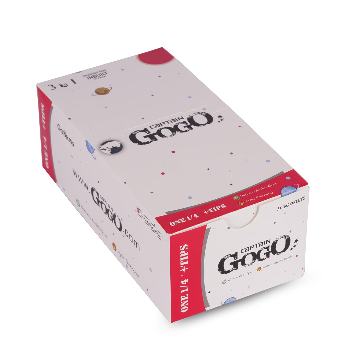 CAPTAIN GOGO King Size Rolling Papers ONE 1/4 + Tips (Pack of 24), Ultra Thin & Lightweight Paper,Bleached Papers, Natural Arabic Gum, Natural Arabic Gum, Slow Burning-image-44