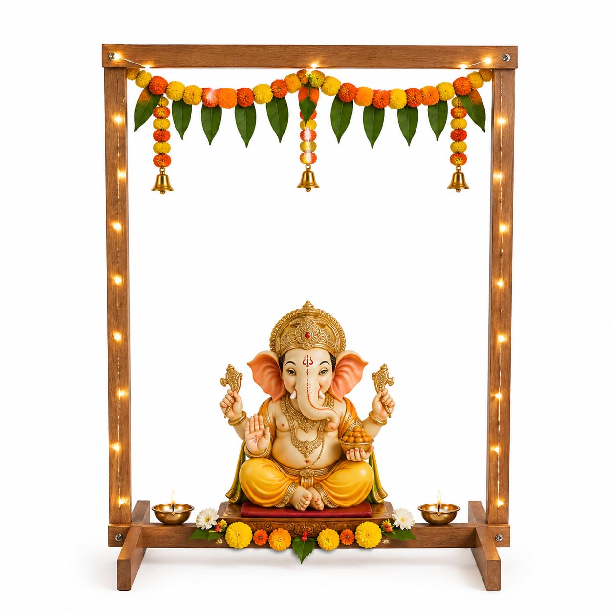 Itsy Bitsy Folding Wooden Decoration Backdrop Stand 24 x 18 Inch | Pooja Decoration Backdrop Frame, Tabletop Display, Ganesha Chaturthi Festival Decoration, Event Backdrops & Home Décor-image-29