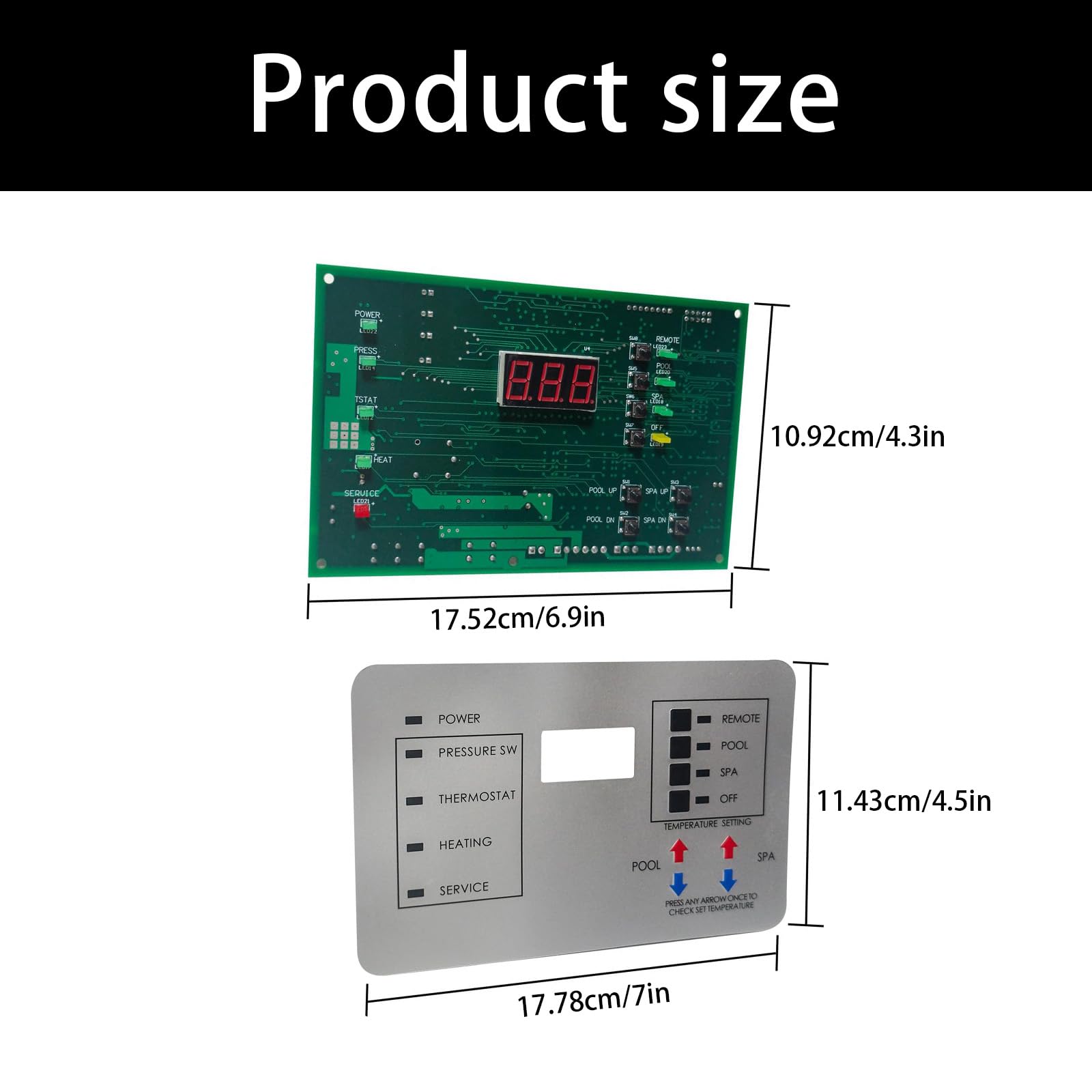 Placa de repuesto con regulador de temperatura digital, pantalla LCD para calentadores de piscina o spa LN TSI200 250 Series Regulador digital para piscinas