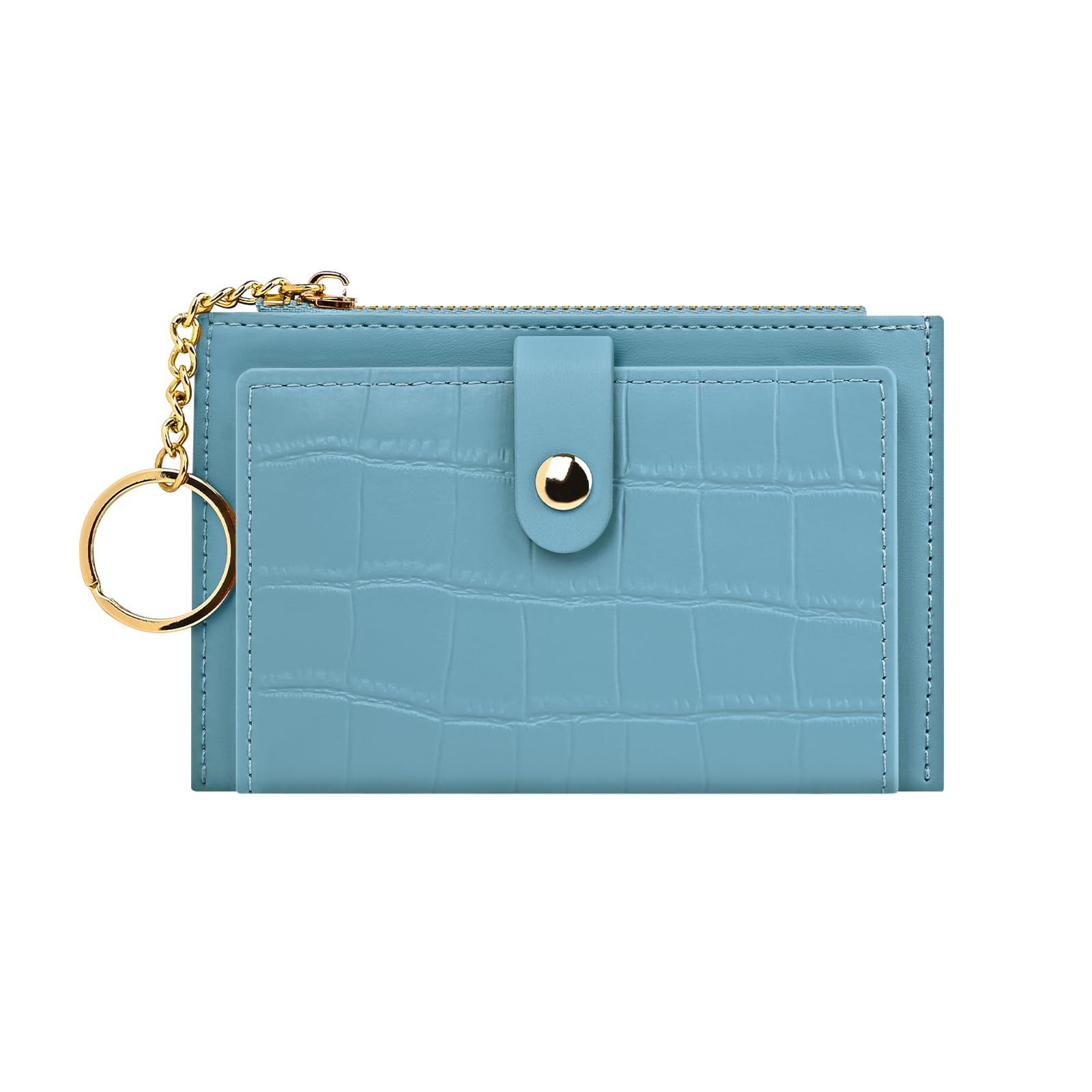 Denovin Small Wallets Woman, Cute Slim Wallet Women, Coin Business Credit Card Holder with Zipper Pocket for Key Money (Blue)