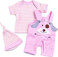 Vista 2 de Ropa de muñeca Reborn de 22 pulgadas, overol rosa para muñecas Reborn de 20-22 pulgadas, ropa de bebé niña, conjunto de 3 piezas