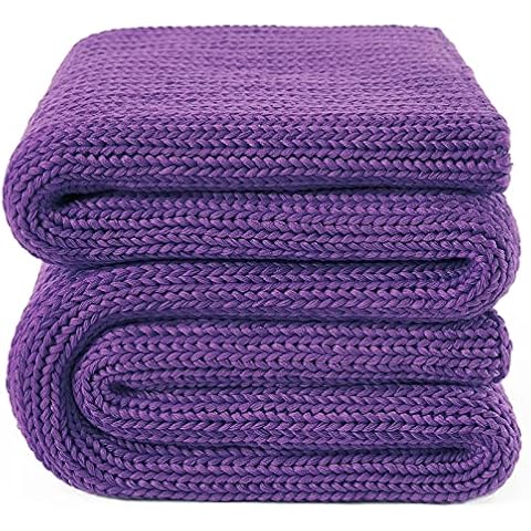 Guohaoi Gestrickte Gewichtsdecke (Violett, 127x152.4 cm, 2.3 kg), Heimdekoration, dicke Strickdecke für Kinder, die auf Doppelbetten verwendet werden Cover