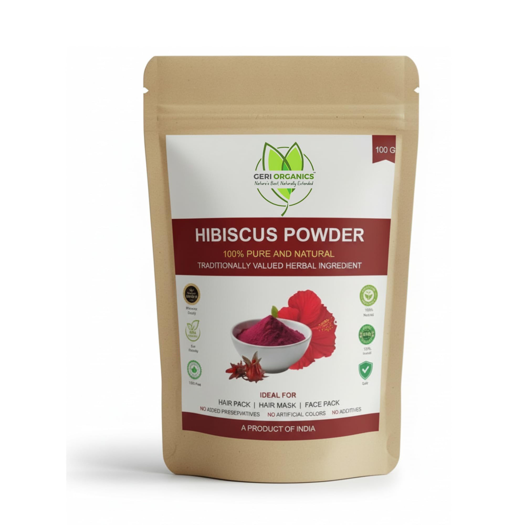 Hibiscus Flower Powder for Hair Fall Control & Hair Growth | 100% Pure Natural Gudhal Ka Phool Powder | Dandruff Control | Herbal Hair Mask & Face Pack | Hibiscus sabdariffa | No Preservatives | 100g-image-18