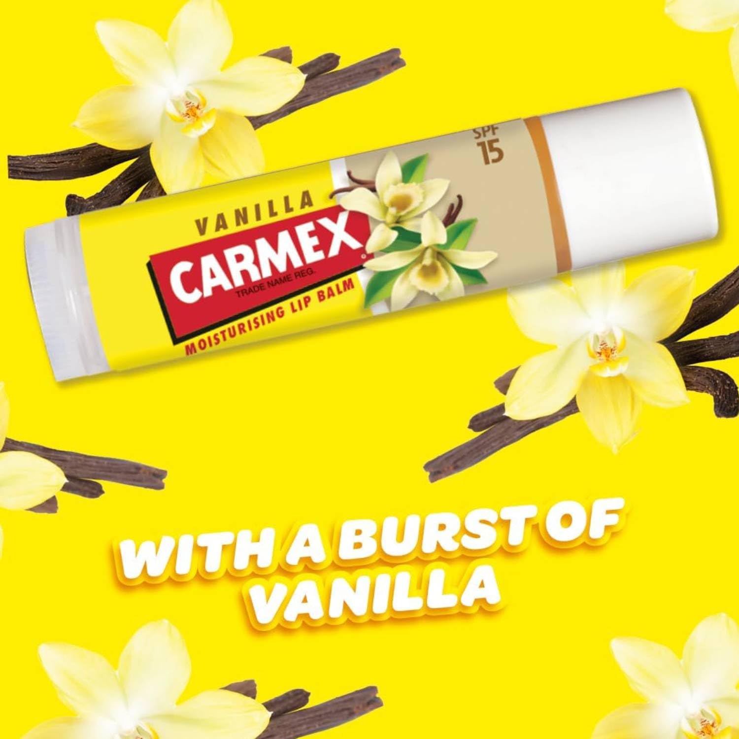 Carmex Vanille Lippenbalsam extra feuchtigkeitsspendend LSF 15 12 Einheiten