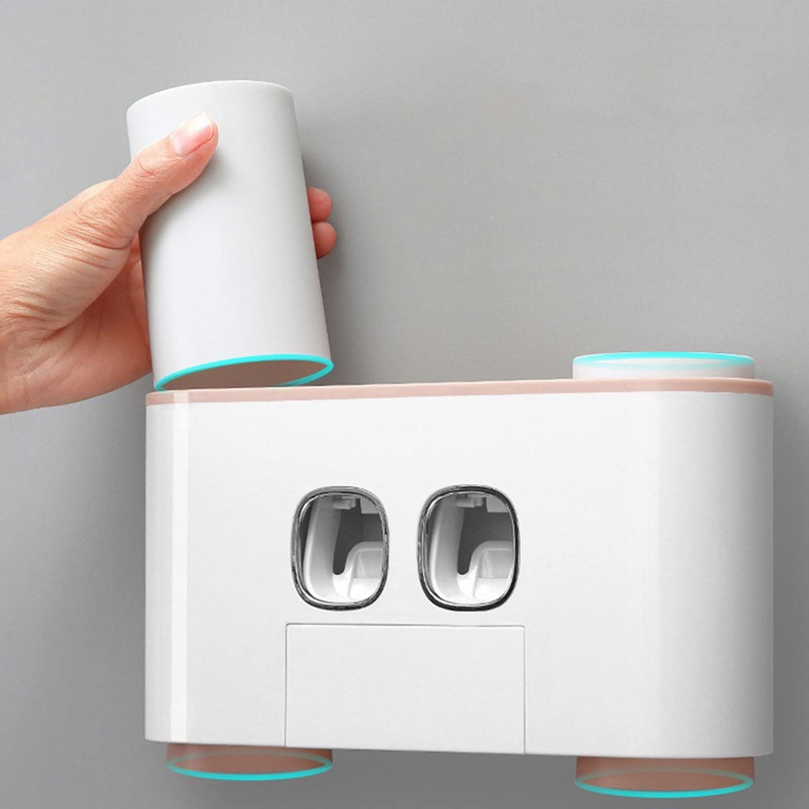 Tooth Brush Holder Automatic Toothpaste Squeezers Wall Mounted Toothpaste Dispenser Dustproof Toothbrush Holder Bathroom Accessories for Home(A)