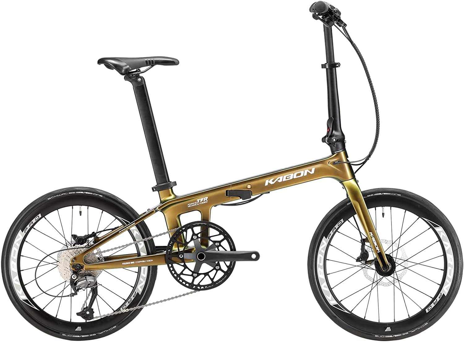 KABON Carbon Fiber Folding Bike, Lightweight 20 Inch Carbon Frame Speed  Mini Foldable City Bicycle with Carbon Wheelset for Adults