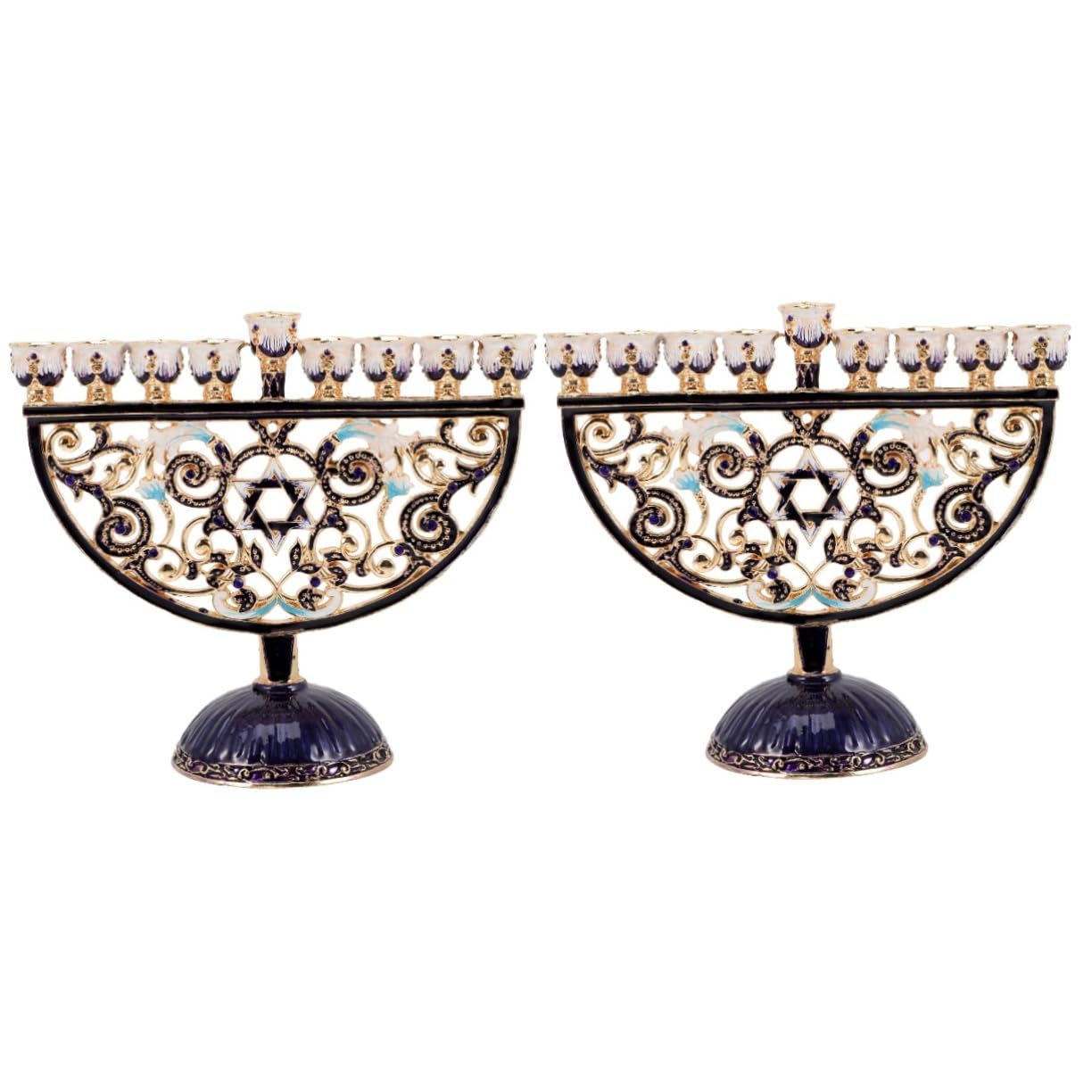 Chandelier de Hanoucca en métal : lot de 2 bougeoirs simples pour table