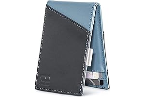F&H Men's Slim Bifold Wallet with RFID Blocking and Stainless Steel Accents