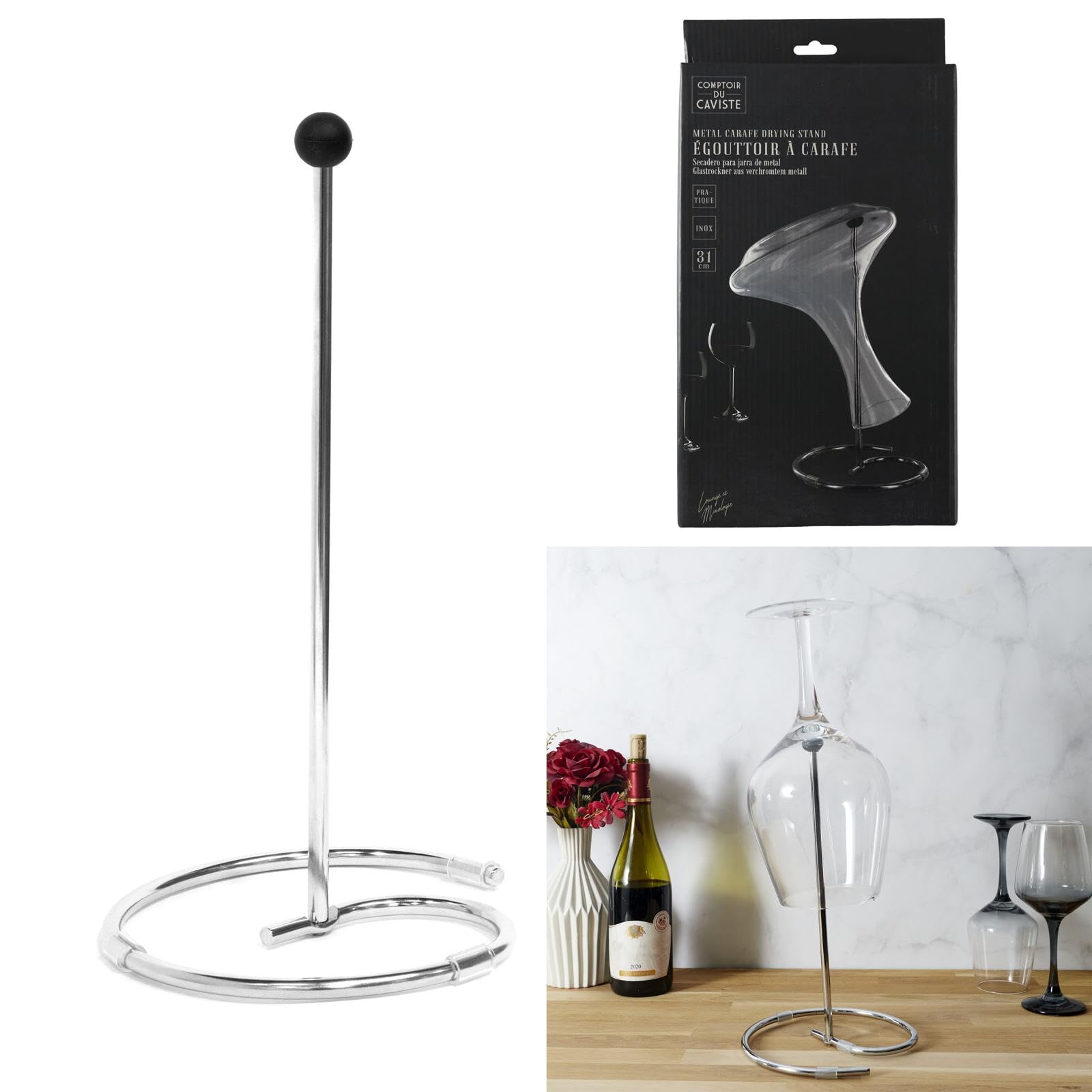 COOK CONCEPT KV7083 Escurridor de Garrafas de Metal Cromado Extraíble Plata