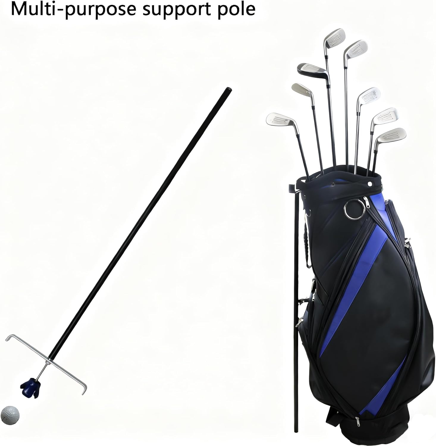 Golf Bag Stand Attachment, Combining Three Major Functions, it can Stand up Golf Bags, Golf Clubs, and Pick up Balls.