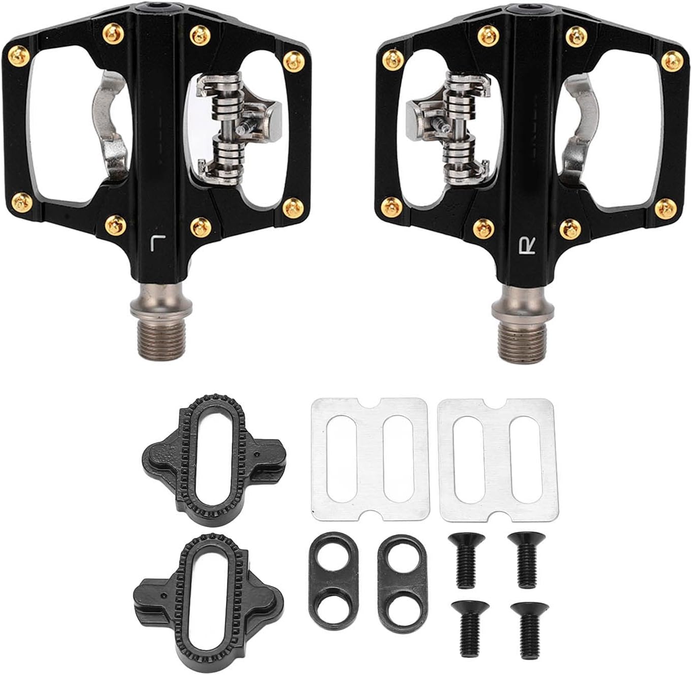 MEROCA Dual Sided Platform Multi Use Pedal for SPD Mountain Bike Bicycle Sealed Clipless Pedals with Cleats for Cycling
