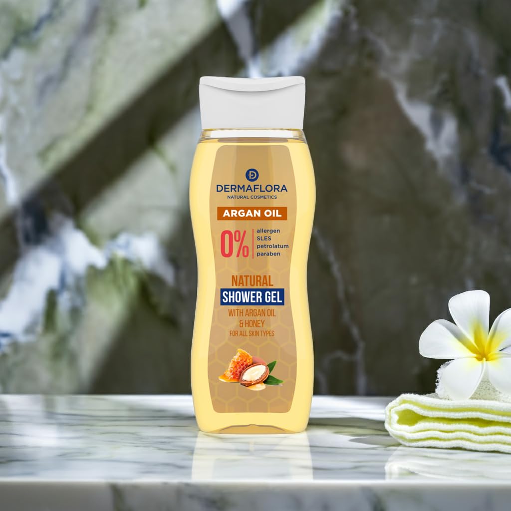Dermaflora Argan Oil & Honey Shower Gel 250ml - Nourishing Body Wash with Vitamin E, Gentle for Sensitive Skin Paraben-Free - Image 2