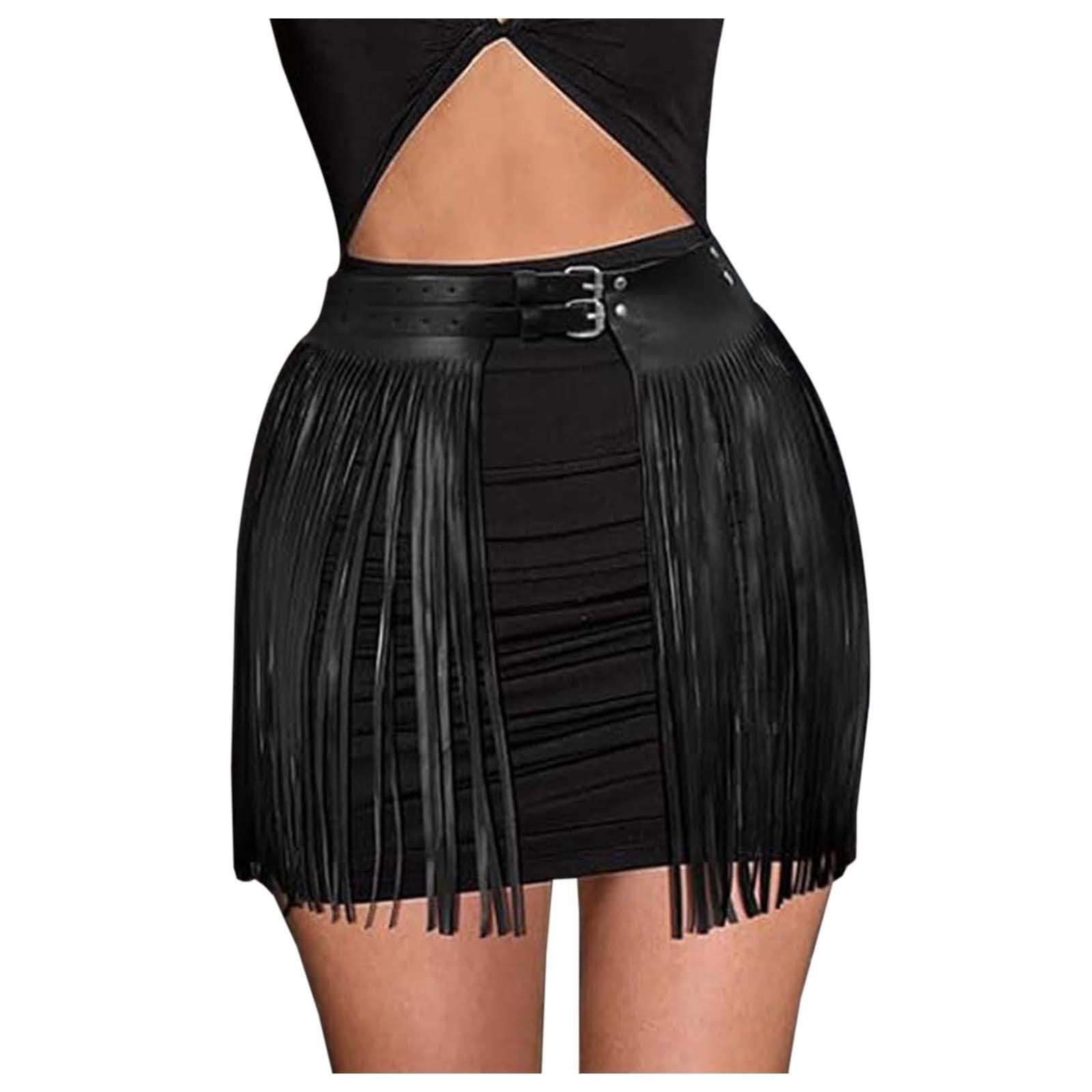 Generisch 2026 - Sexy Halloween - Jarretière en cuir avec franges - Pour clubwear et performance de mode - Entrejambe ouvert