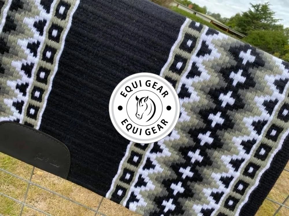 Horse Western Ranch Sottosella/Coperta da sella Western in lana neozelandese con imbottitura in lana con sensore Flex (personalizzazione disponibile) AS78 (34" x 42")