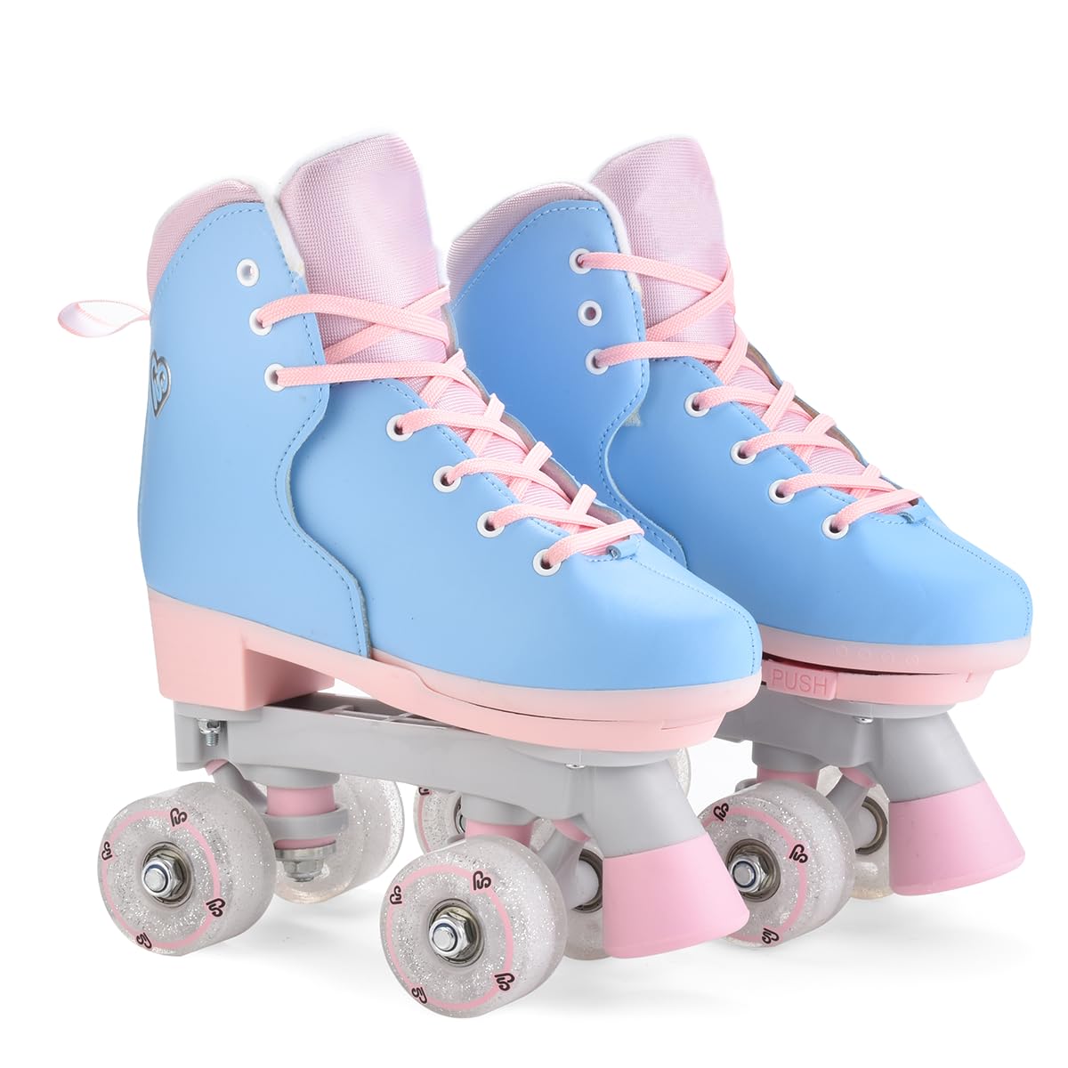 ERNAN Roller Skates for Girl Women Light Up High Top Double Row Adjustable PU Skates Shoes for Kid Beginner Indoor Outdoor (light blue, M(36-38))