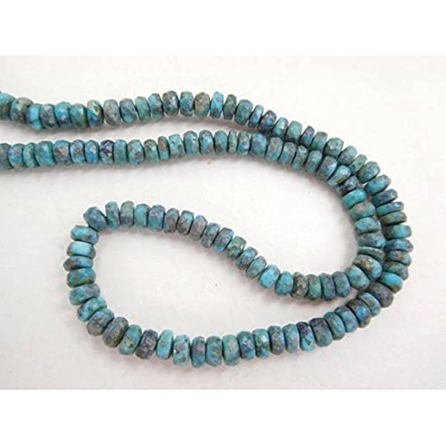 LKBEADS Natural Genuine Slleping Beaty Arizona Turquoise 5-5.5 Mm Faceted Rondelle Beads 13" Str