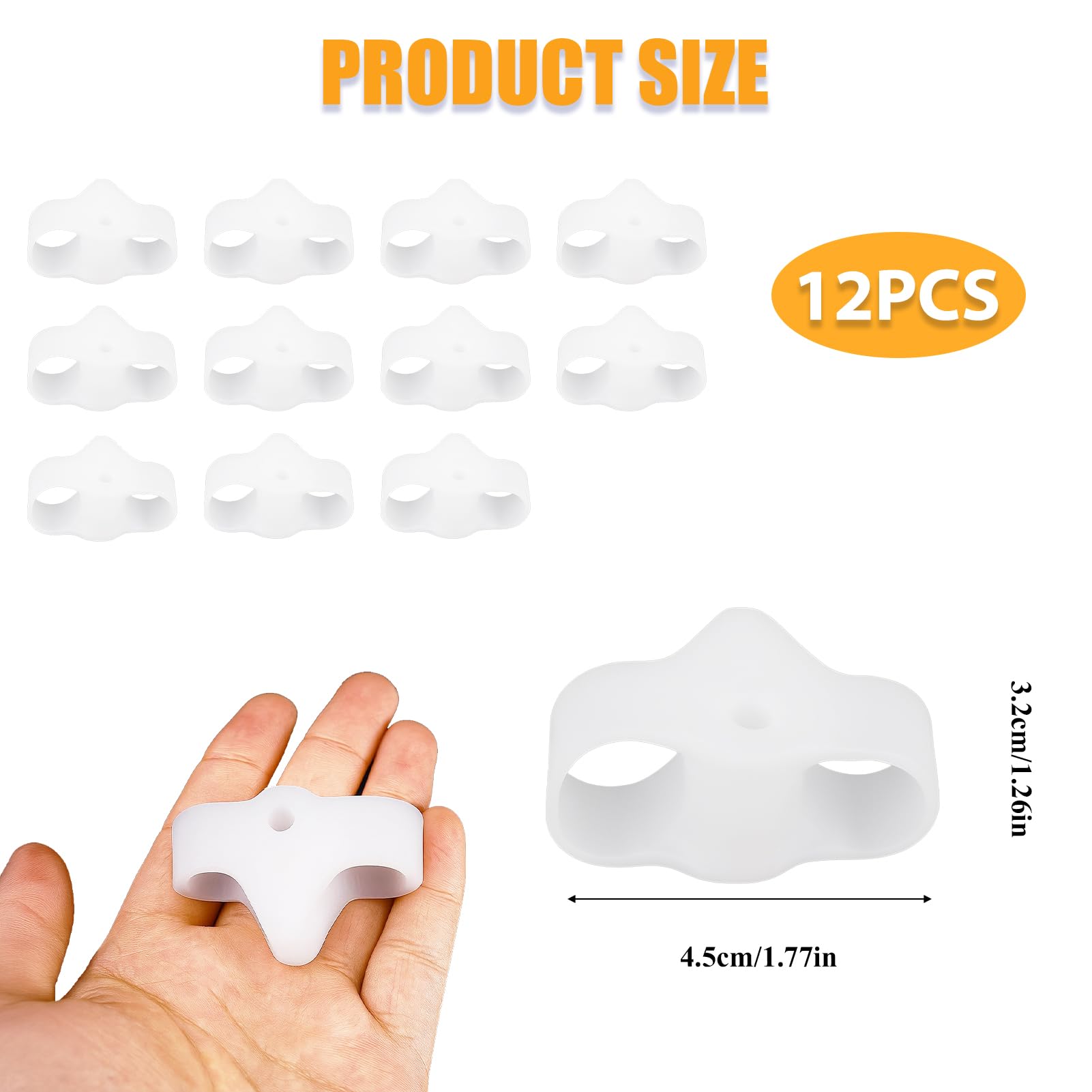 Pack de 12 Separador Dedos pie, para Hallux Valgus y Juanetes, Separadores Flexibles de Dedo del Pie y Alineación de Dedo del Pie para Comodidad Diaria (Blanco)