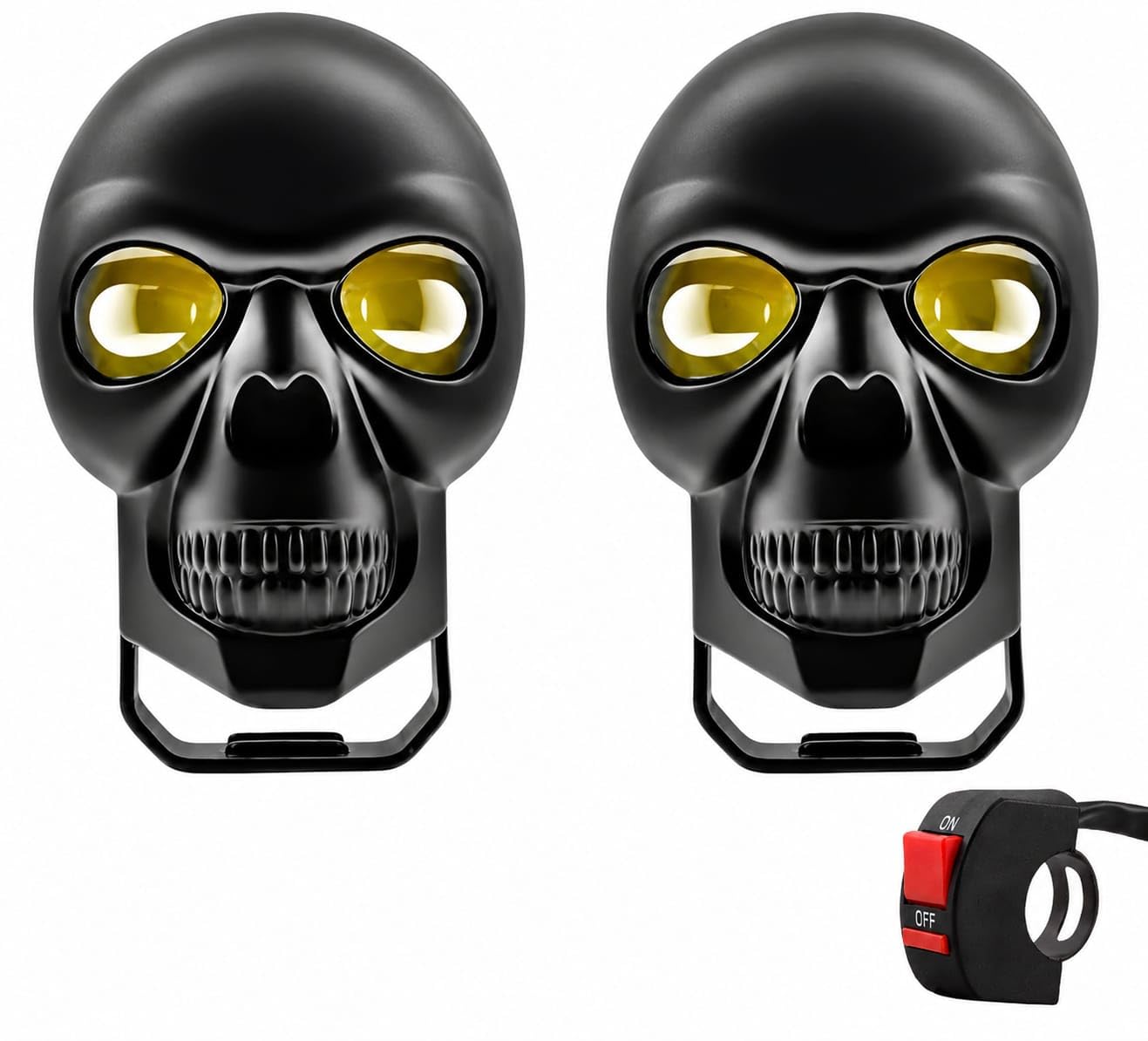 Skull Shape LED Fog Light for Motorbikes & Scooty | White/Yellow LED with Flashing Mode | PVC Body Auxiliary Driving Light with On/Off Switch (Pack of 2)-image-11