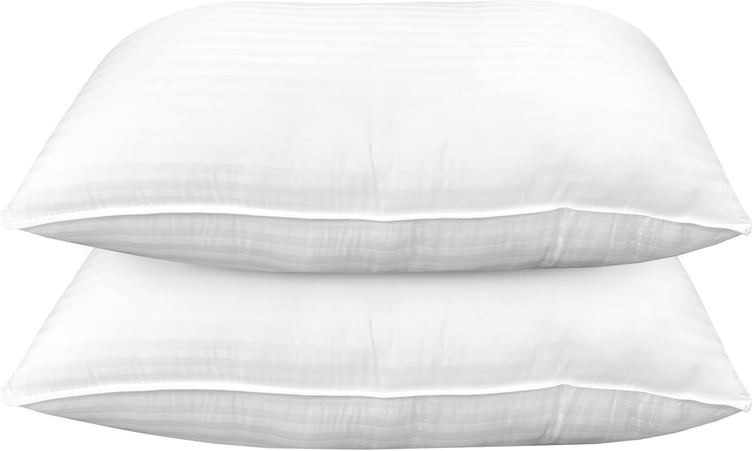 Elegant Comfort Set of 2 Hotel Quality Bed Cooling Gel-Infused Filling-100 100% Striped Cotton Cover, Medium Firm Supportive Pillows for Stomach, Side or Back Sleepers, Standard/Queen, White 2 Count