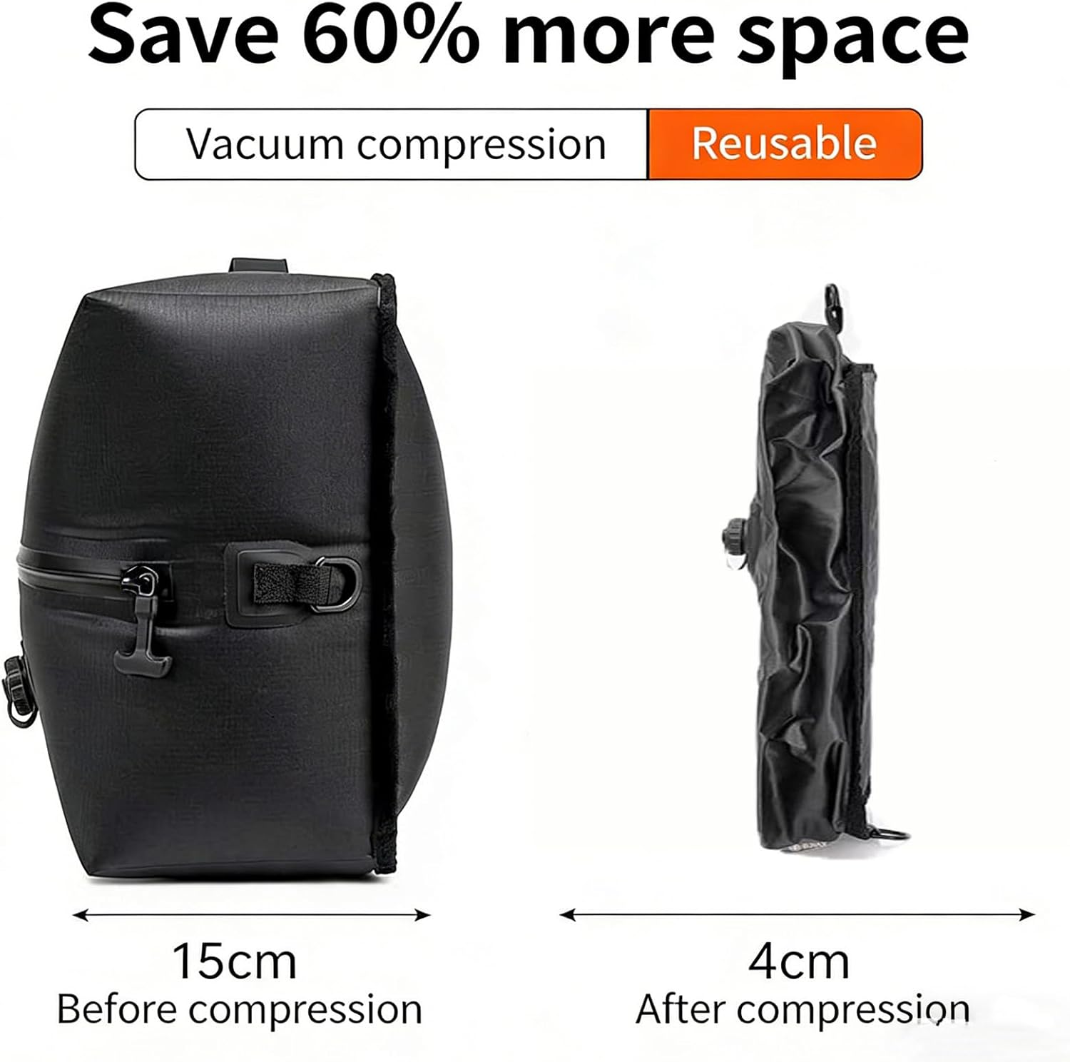 Vacuum Bags for Travel Organiser Packing Bag for Carry-On Luggage Backpack Suitcase Reusable Vacuum Seal Save Space Compression Bag with Built-in Pump & USB-C Charging waterproof Storage Bags (Green)