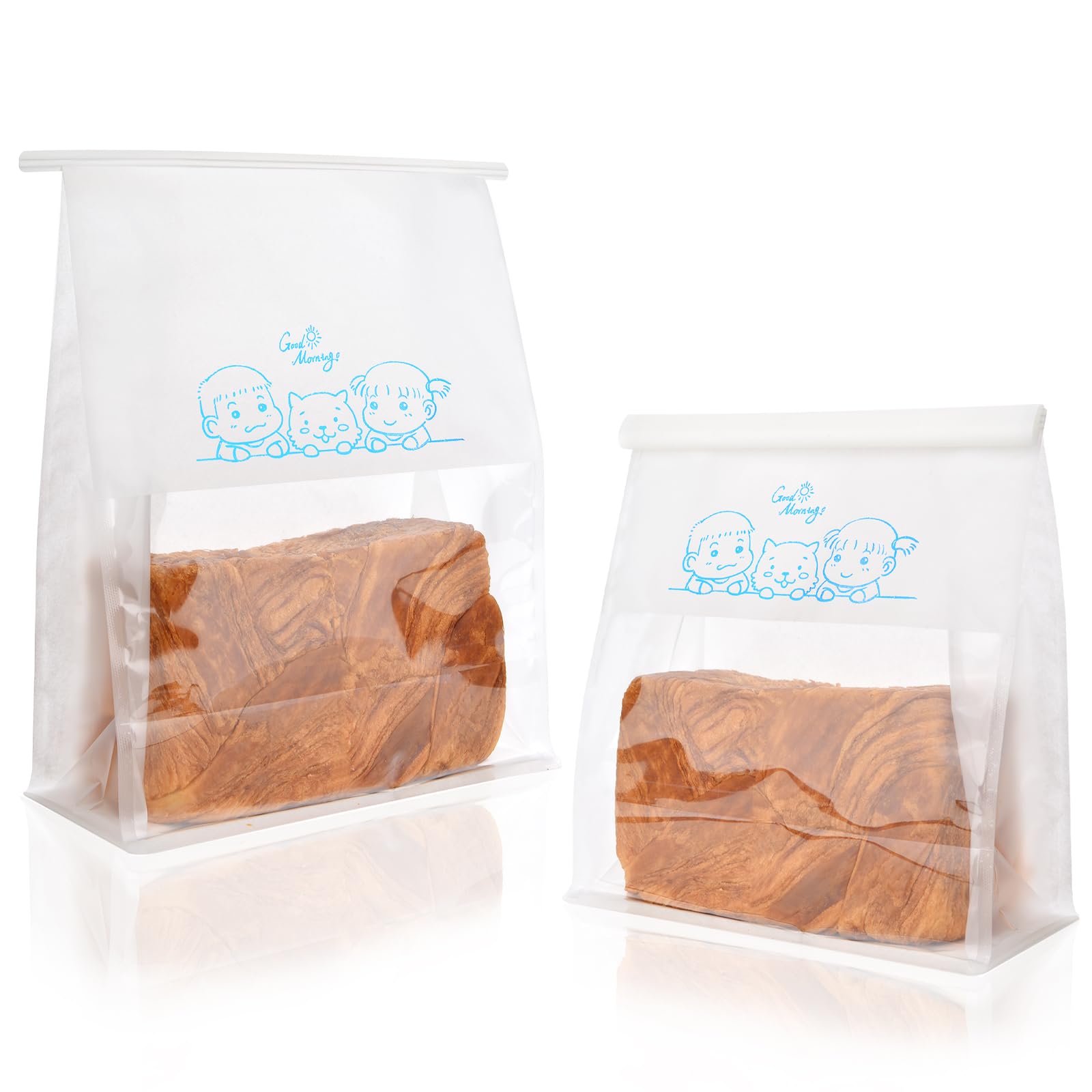 Funcoo Papier-Brotbeutel mit Frontfenster, Zinnverschluss, Lebensmittelverpackung, Bäckereibeutel für hausgemachtes Brot, Brot, Toast, Kekse, Brownies, Gebäck, 27,9 x 21,6 x 10,9 cm, 50 Stück