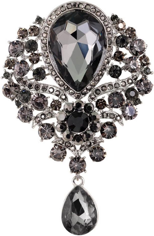 BluelansStunning Bright Flower Brooch Diamante Crystal Rhinestone Wedding Bridal Party Teardrop Pin Brooch