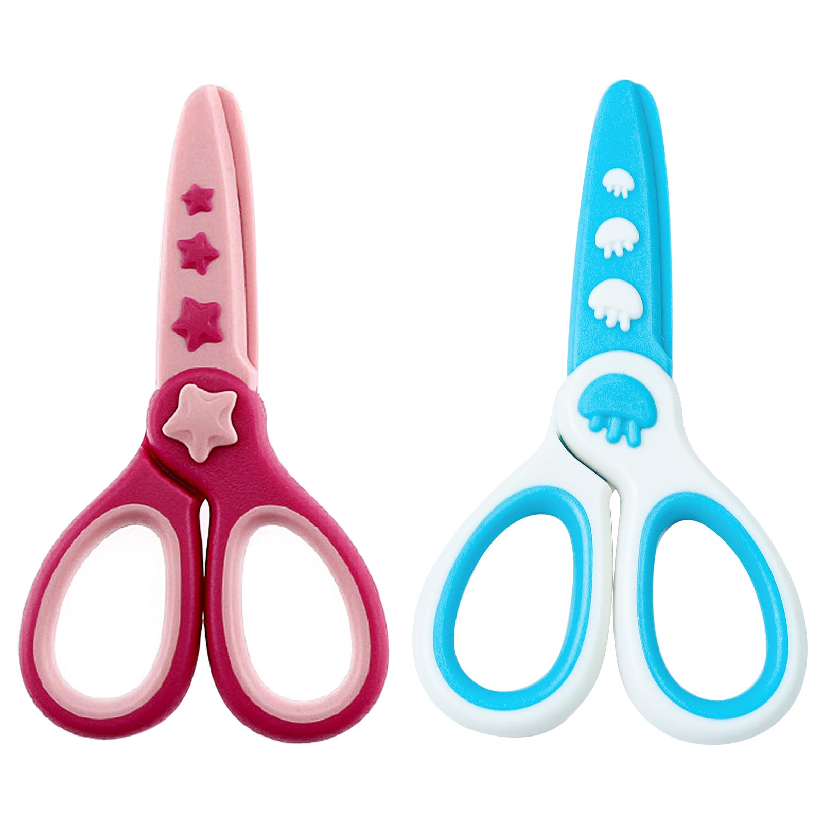2Pcs Kids Scissor Children Safety Scissors Toddler Scissors Plastic Children Craft Paper Scissors Preschool Training Scissor for Kids Nursery DIY Arts Crafts Scrapbooking