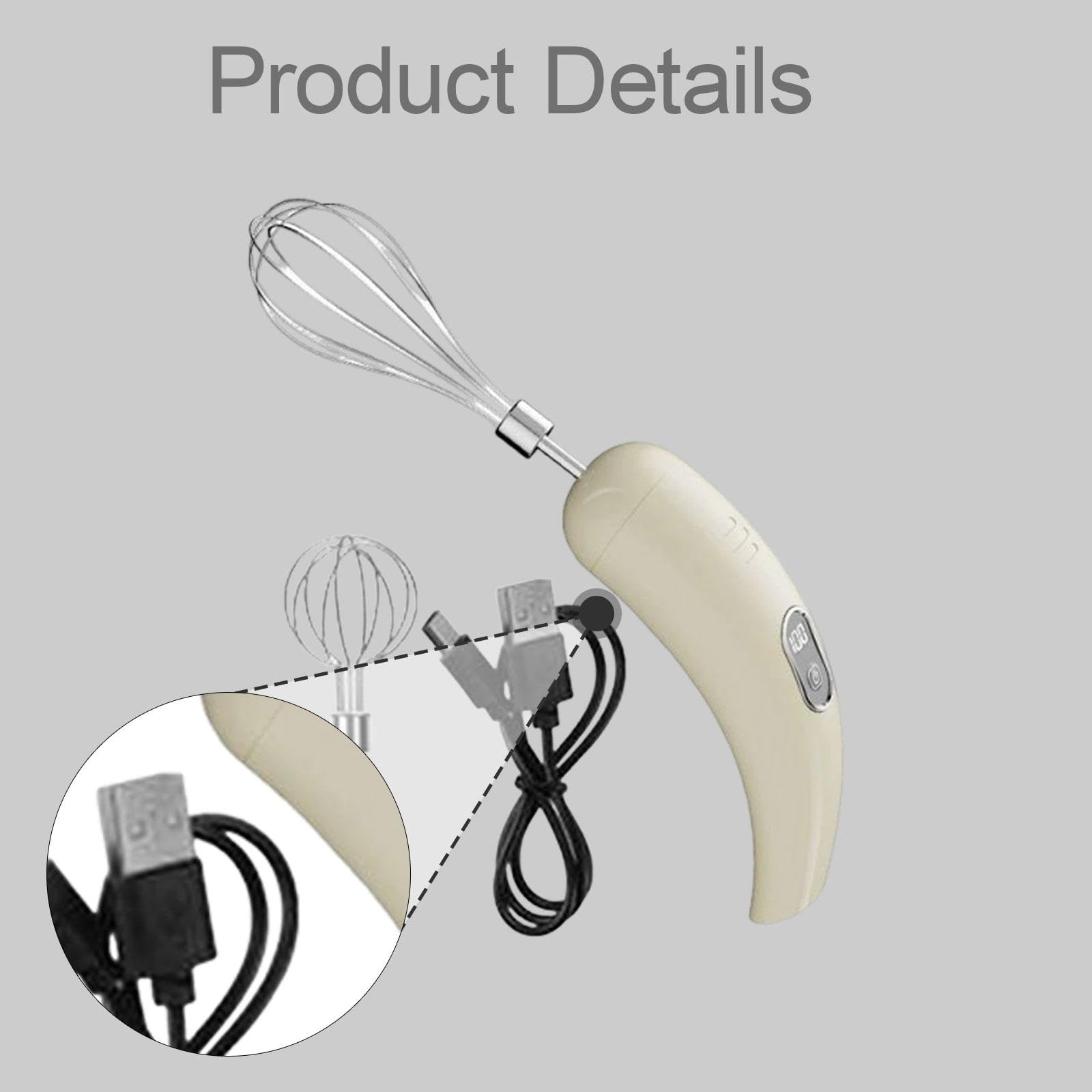 Generic Batteur à Main Sans Fil, Mousseur à Lait électrique, Batteur électrique Polyvalent, Mousseur à Lait pour Café, Idéal pour Les Boulangeries et Les, Beige