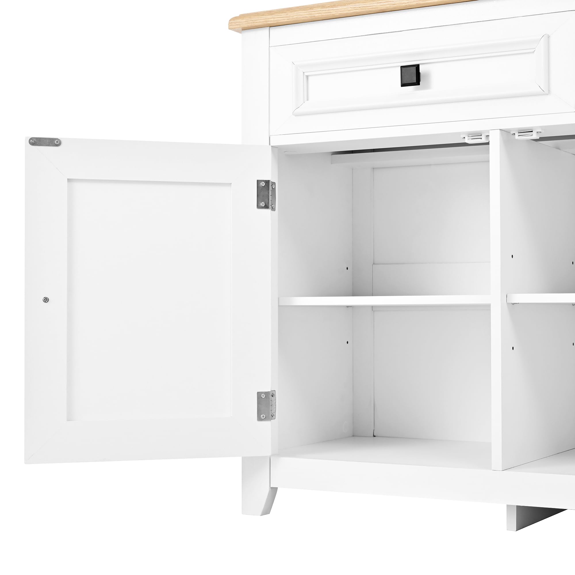 Bladez Credenza moderna, 160 cm, 4 ante e 3 cassetti, bianco con effetto legno, soggiorno e sala da pranzo (bianco + MDF)